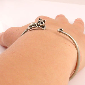 Animal Wrap Bracelet- Lazy Cat - White Bronze - Keja Designs Jewelry