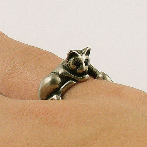 Animal Wrap Ring - Lazy Cat - White Bronze - Adjustable Ring - keja jewelry - Keja Designs Jewelry