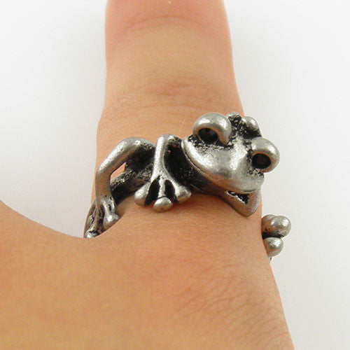 Animal Wrap Ring - Tree Frog - White Bronze - Adjustable Ring - keja jewelry - Keja Designs Jewelry