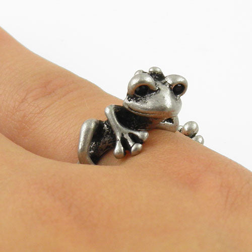Animal Wrap Ring - Tree Frog - White Bronze - Adjustable Ring - keja jewelry - Keja Designs Jewelry