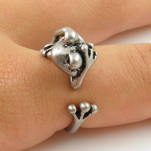 Animal Wrap Ring - Tree Frog - White Bronze - Adjustable Ring - keja jewelry - Keja Designs Jewelry