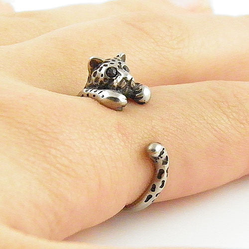 Animal Wrap Ring - Leopard - White Bronze - Adjustable Ring - keja jewelry - Keja Designs Jewelry