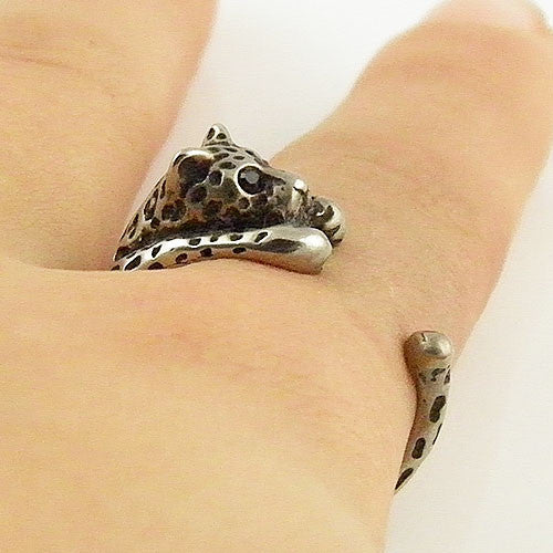Animal Wrap Ring - Leopard - White Bronze - Adjustable Ring - keja jewelry - Keja Designs Jewelry