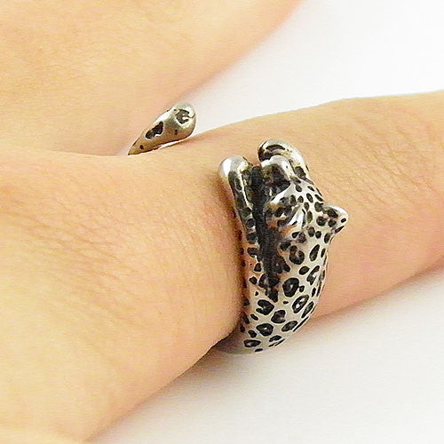 Animal Wrap Ring - Leopard - White Bronze - Adjustable Ring - keja jewelry - Keja Designs Jewelry