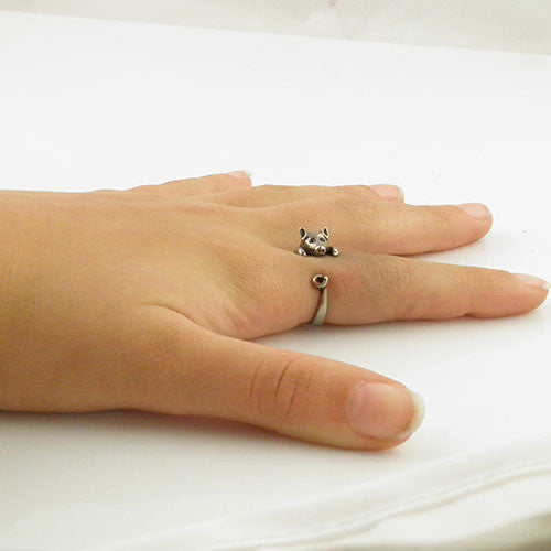 Animal Wrap Ring - Pig - White Bronze - Adjustable Ring - Keja Jewelry - Keja Designs Jewelry