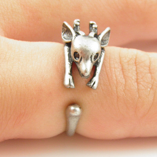 Animal Wrap Ring - Deer - White Bronze - Adjustable Ring - The Perfect Stocking Stuffer - Keja Designs Jewelry