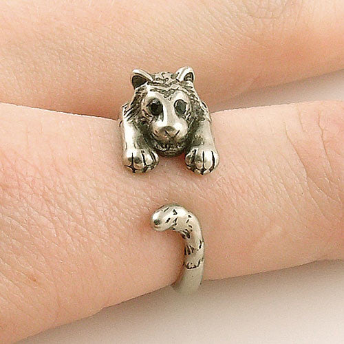 Animal Wrap Ring - Tiger - White Bronze - Adjustable Ring - keja jewelry - Keja Designs Jewelry