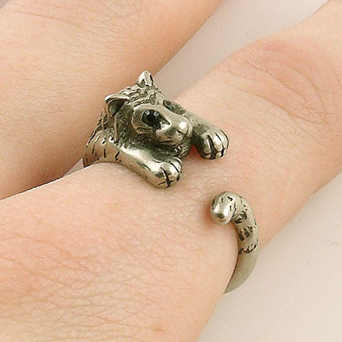Animal Wrap Ring - Tiger - White Bronze - Adjustable Ring - keja jewelry - Keja Designs Jewelry