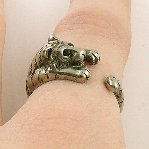 Animal Wrap Ring - Tiger - White Bronze - Adjustable Ring - keja jewelry - Keja Designs Jewelry