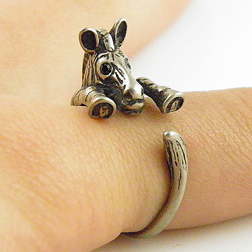 Animal Wrap Ring - Zebra - White Bronze - Adjustable Ring - keja jewelry - Keja Designs Jewelry
