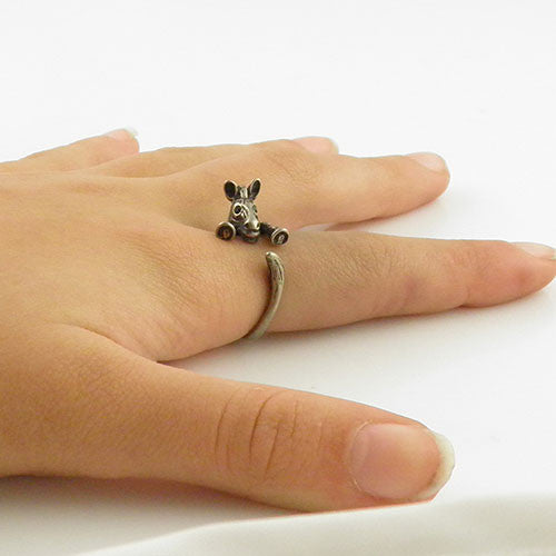 Animal Wrap Ring - Zebra - White Bronze - Adjustable Ring - keja jewelry - Keja Designs Jewelry