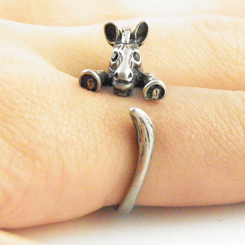 Animal Wrap Ring - Zebra - White Bronze - Adjustable Ring - keja jewelry - Keja Designs Jewelry