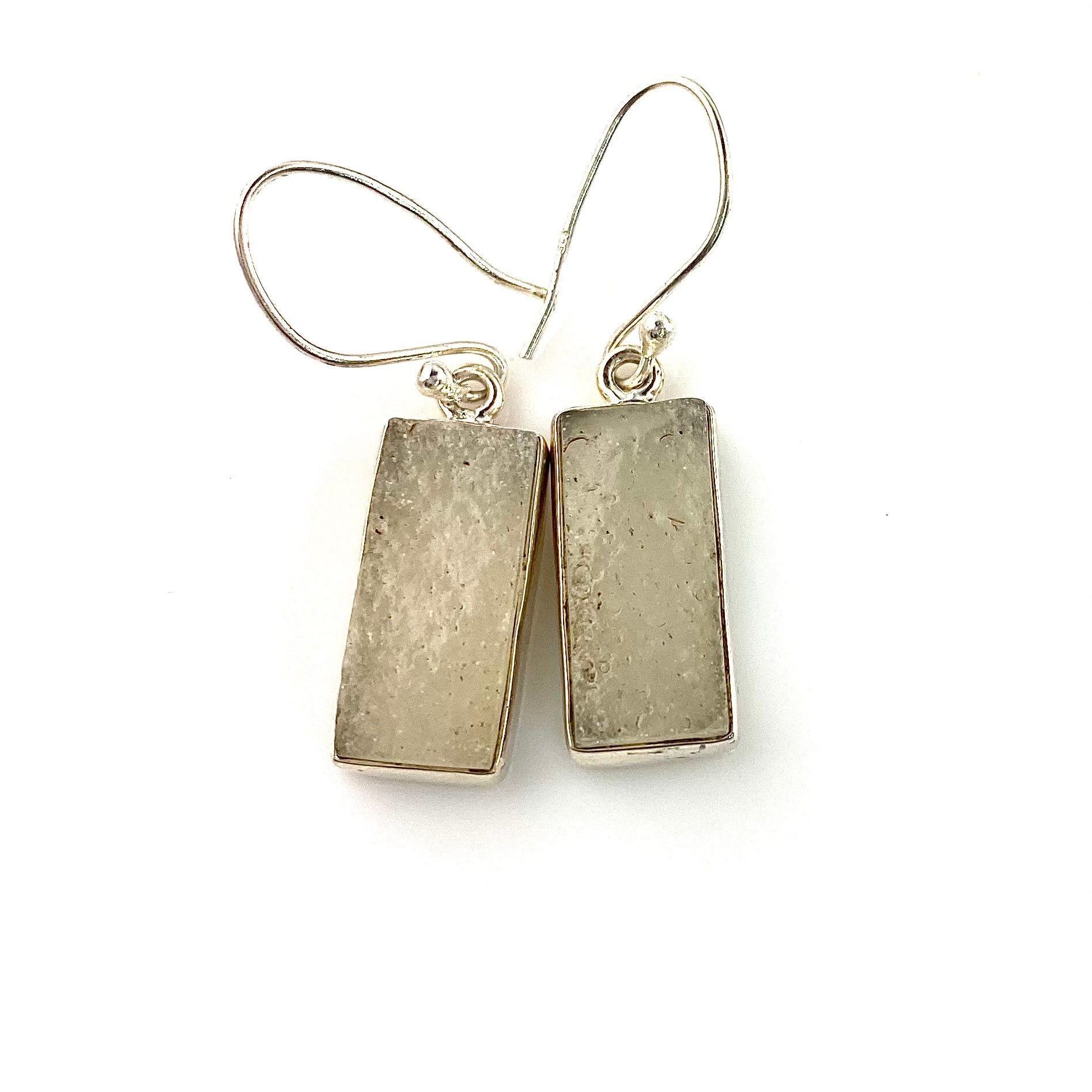 Libyan Desert Glass Meteorite Rough Sterling Silver Oblong Earrings - Keja Designs Jewelry