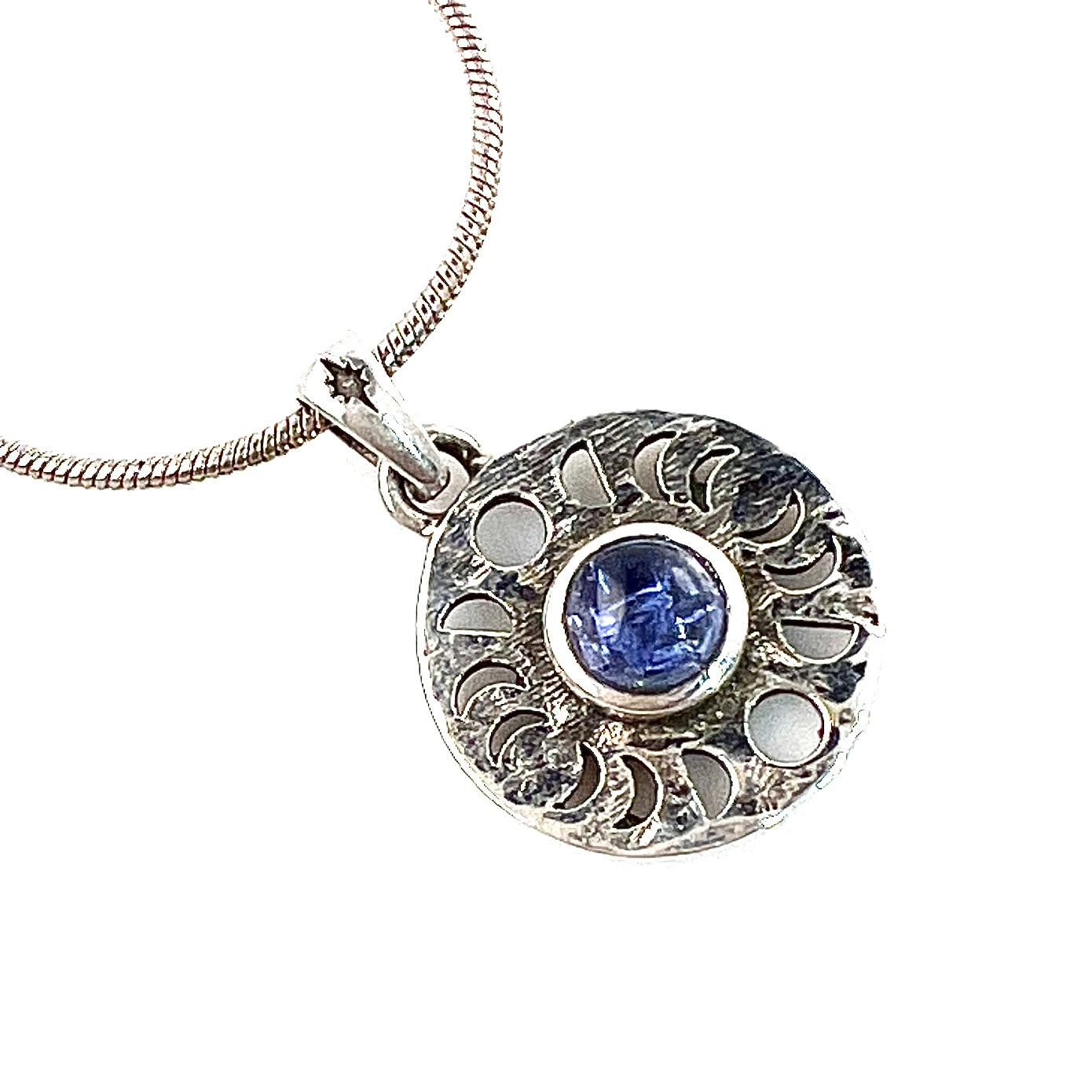 Tanzanite Phases of the Moon Sterling Silver Pendant - Keja Designs Jewelry