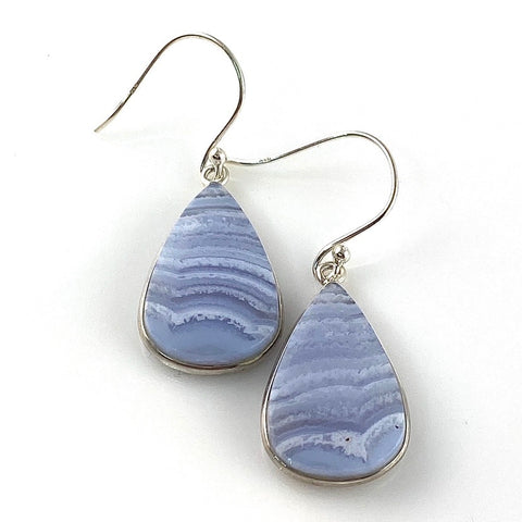 Blue Lace Agate Sterling Silver Earrings - Keja Designs Jewelry