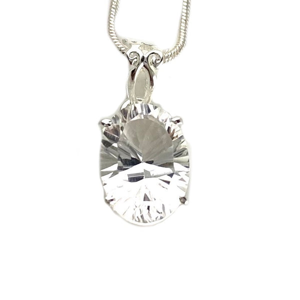 White Topaz Sparkling Sterling Silver Pendant - Keja Designs Jewelry