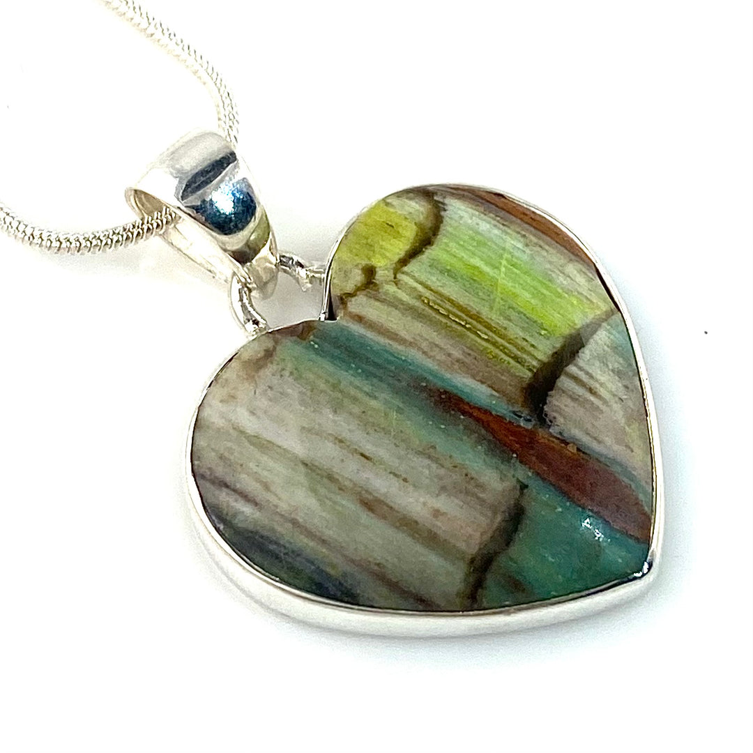 Colla Wood Sterling Silver Heart Pendant - Keja Designs Jewelry