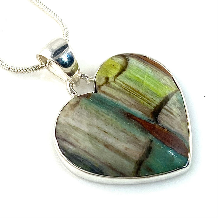 Colla Wood Sterling Silver Heart Pendant - Keja Designs Jewelry