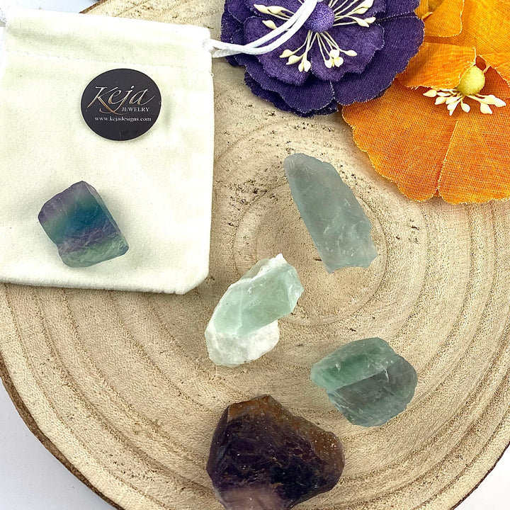 Fluorite Rough Chunk Stones, Choose Size, Choose Quantity Fluorite Rough Chunk Stones for Décor or Crystal Grids - Keja Designs Jewelry