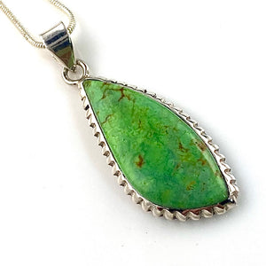 Green Turquoise Sterling Silver Fancy Cut Pendant - Keja Designs Jewelry