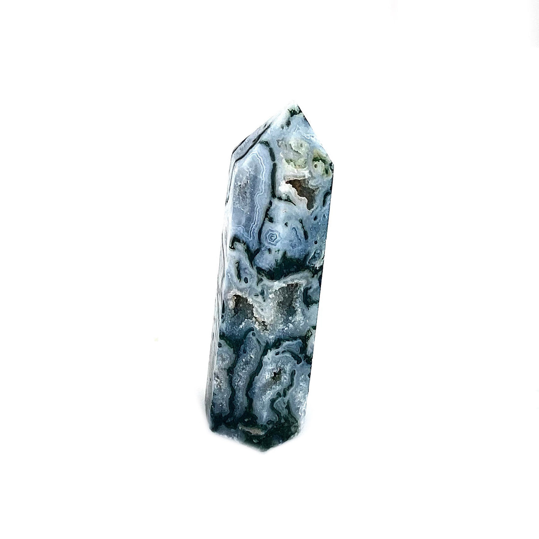 Natural Moss Agate Crystal Tower Obelisks, Healing Crystals, miss Agate for Décor - Keja Designs Jewelry
