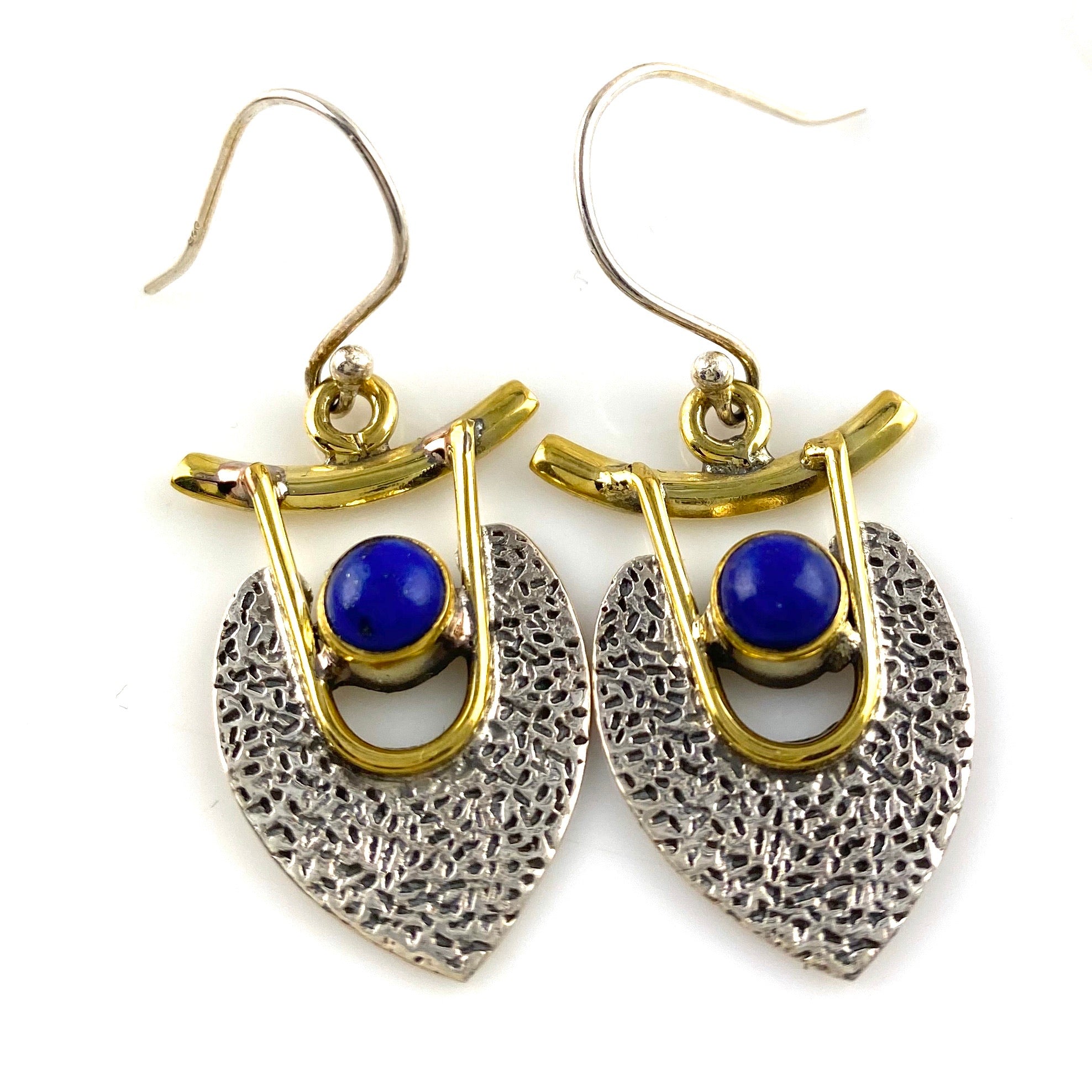Lapis Sterling Silver Two Tone Earrings - Keja Designs Jewelry