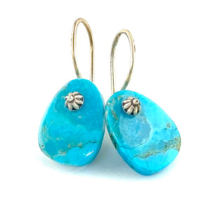 Blue Turquoise Sterling Silver Tab Earrings - Keja Designs Jewelry
