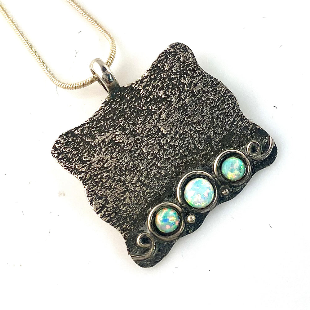 Fire Opal Sterling Silver Whimsical Pendant - Keja Designs Jewelry