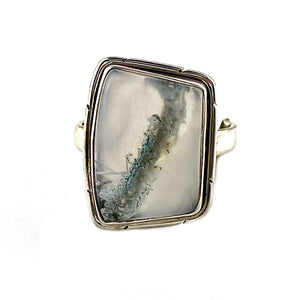 Moss Agate Fancy Cut Sterling Silver Ring - Keja Designs Jewelry