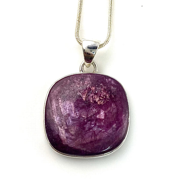 Ruby Sterling Silver Square Pendant - Keja Designs Jewelry
