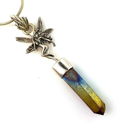 Aura Crystal Sterling Silver "Fairy" Pendant - Keja Designs Jewelry
