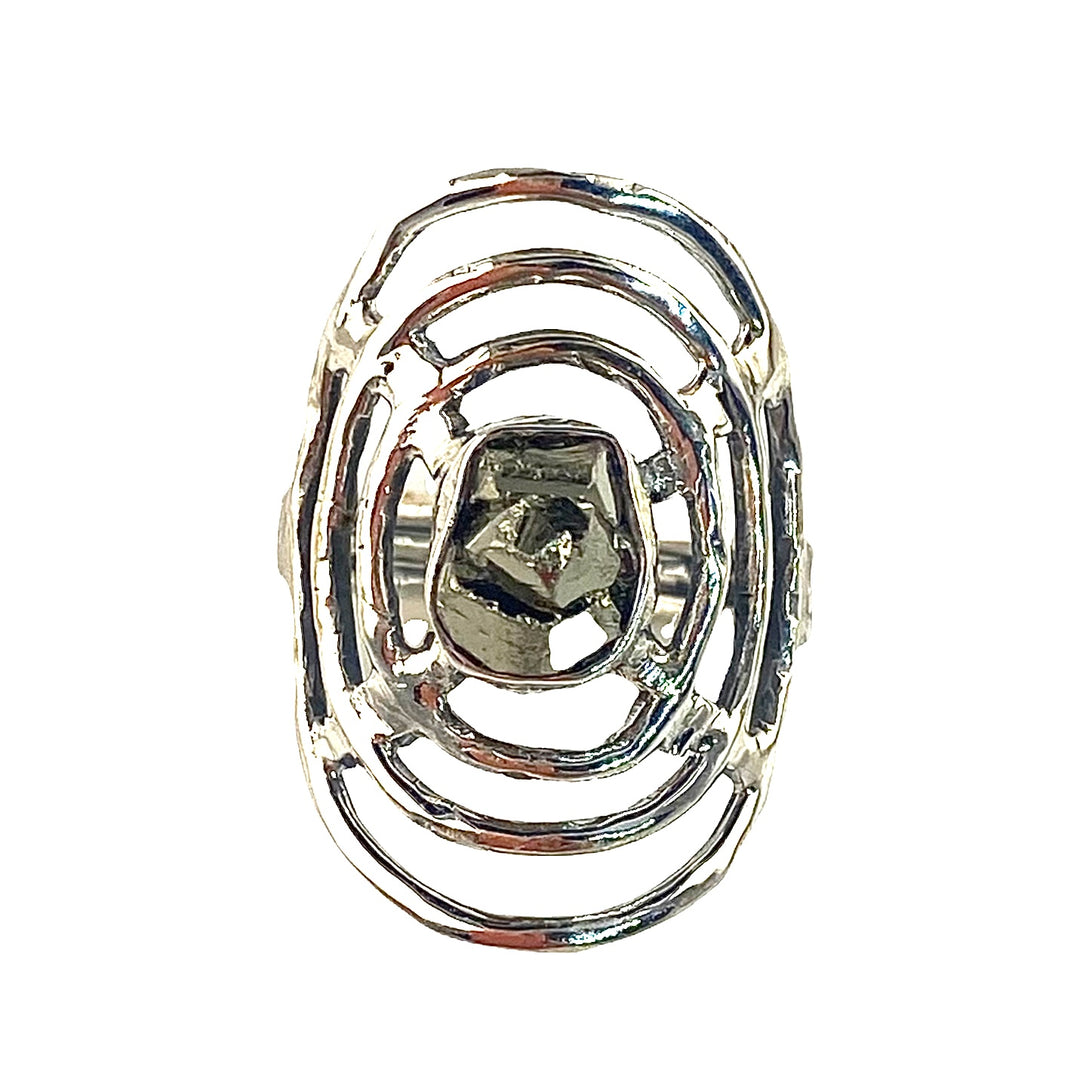 Golden Pyrite Rough Sterling Silver Ring - Keja Designs Jewelry