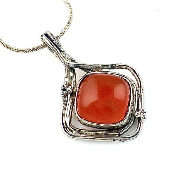 Carnelian Sterling Silver Wrapped Pendant - Keja Designs Jewelry