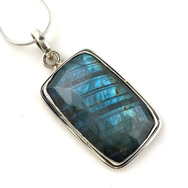 Faceted Labradorite Sterling Silver Pendant - Keja Designs Jewelry