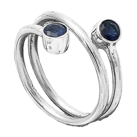 Sapphire Two Stone Sterling Silver Wrap Ring - Keja Designs Jewelry