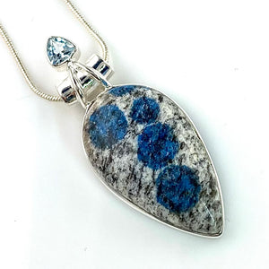 K2 Azurite & Blue Topaz Sterling Silver Pendant - Keja Designs Jewelry