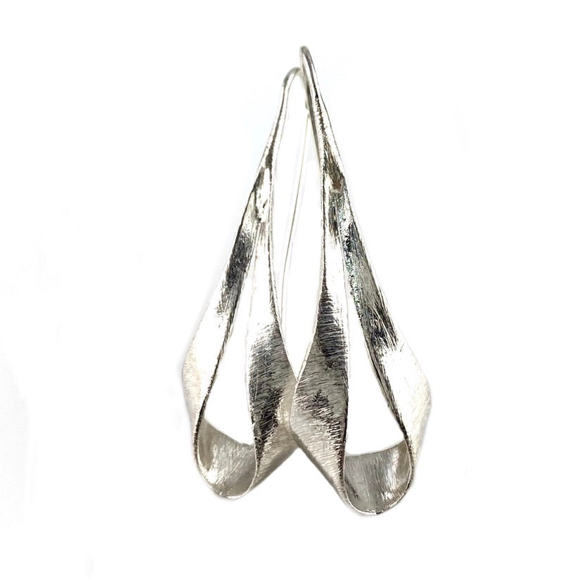 Twisted Brushed Sterling Silver Earrings - Keja Designs Jewelry