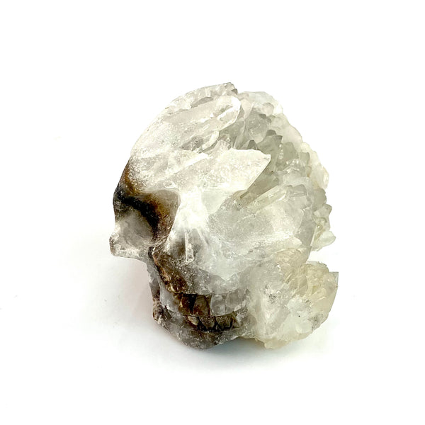 Clear Quartz “Mind Blown” Carved Skull for Decor and Ambiance - Keja Designs Jewelry