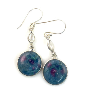 Ruby in Kyanite & Moonstone Sterling Silver Round Earrings - Keja Designs Jewelry