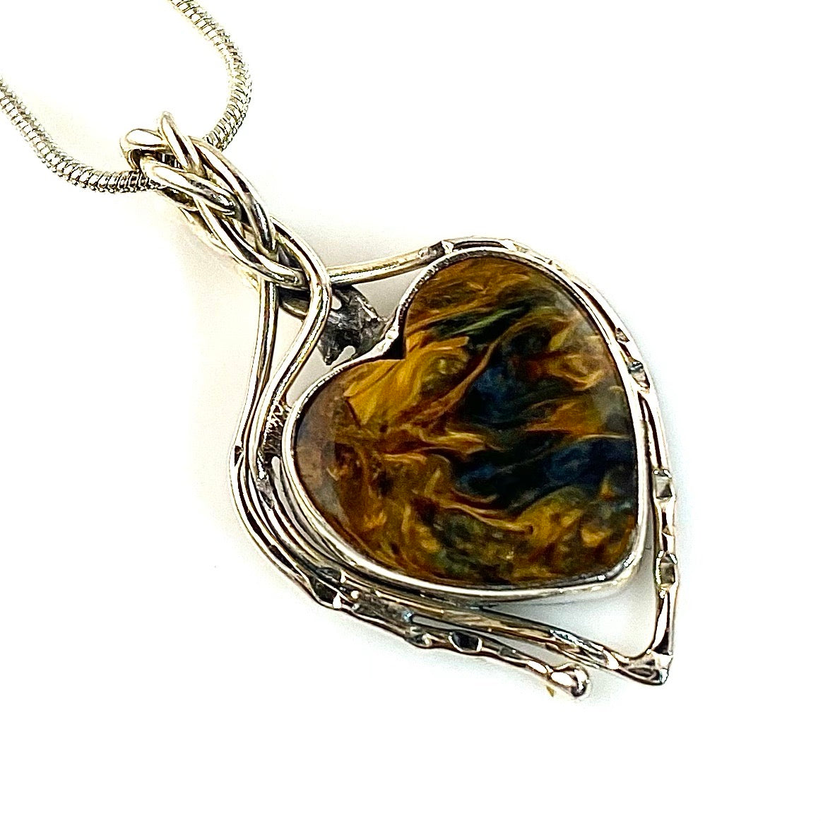 Pietersite Sterling Silver Heart Pendant - Keja Designs Jewelry