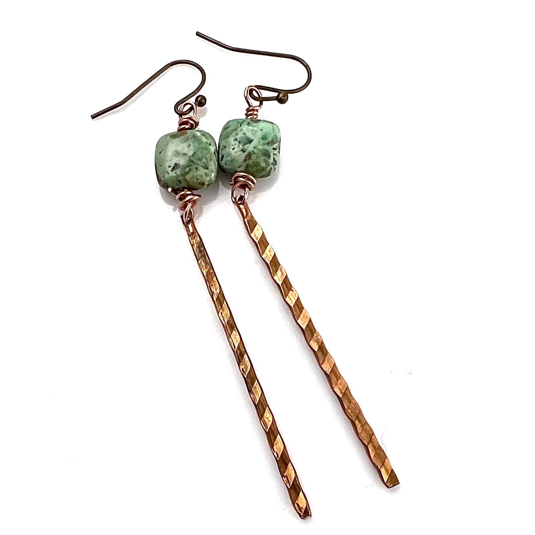 Turquoise & Bronze Dangle Earrings - Keja Designs Jewelry