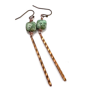 Turquoise & Bronze Dangle Earrings - Keja Designs Jewelry