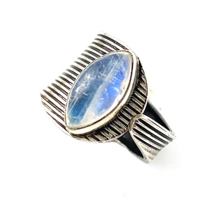 Moonstone Sterling Silver Adjustable Modern Ring - Keja Designs Jewelry