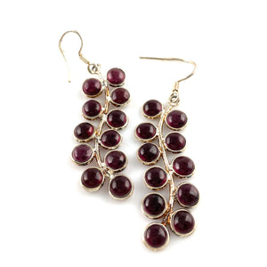 Garnet Sterling Silver Vine Earrings - Keja Designs Jewelry