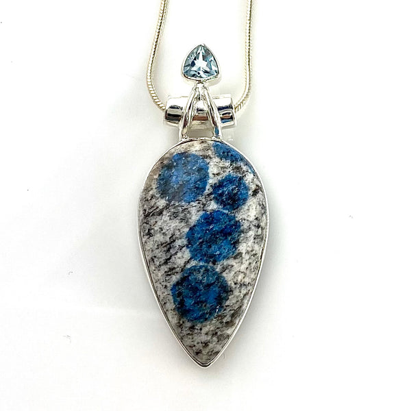 K2 Azurite & Blue Topaz Sterling Silver Pendant - Keja Designs Jewelry