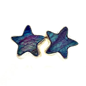 Labradorite Star Sterling Silver Post Earrings - Keja Designs Jewelry