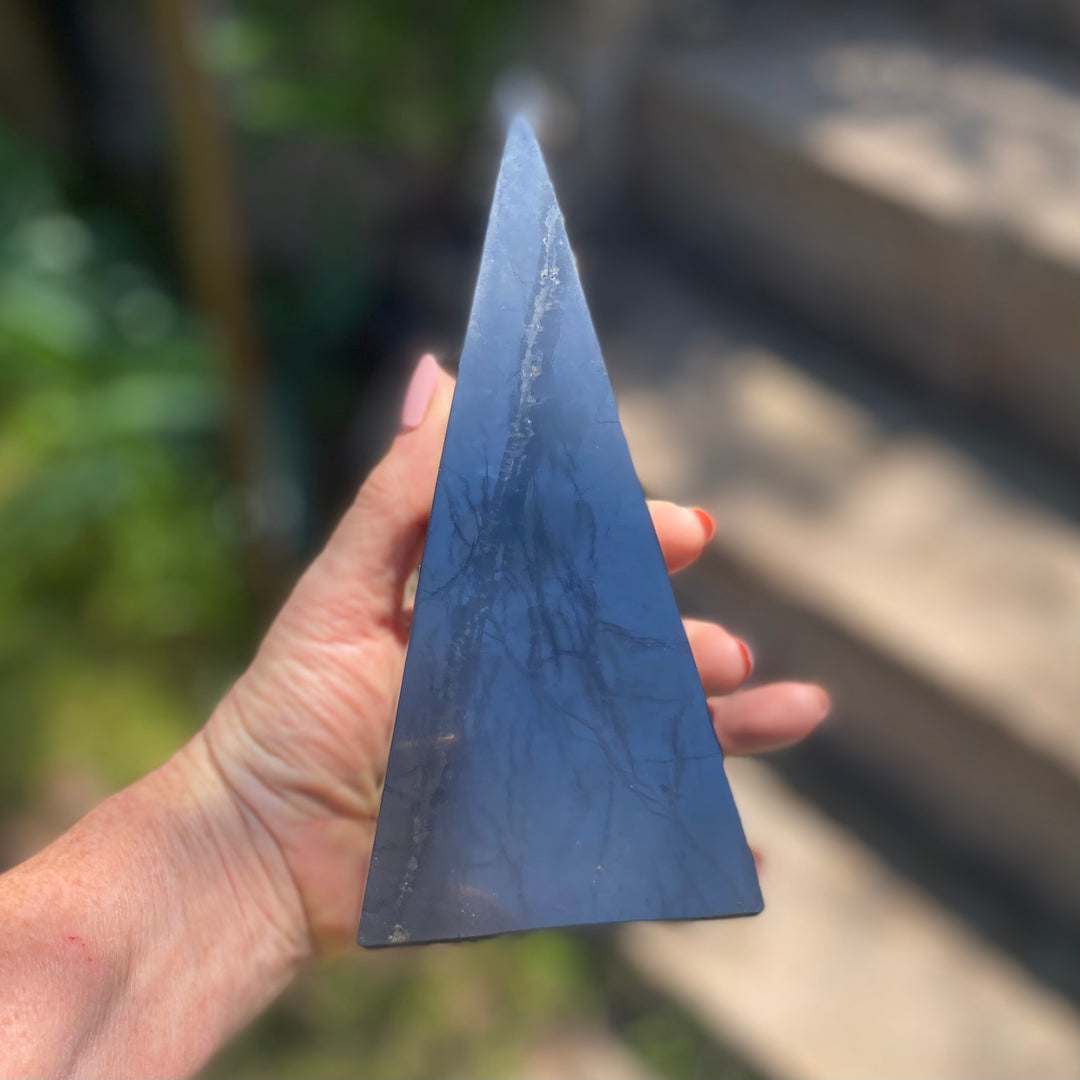 Shungite Pyramid Polished Stones, Choose Size, Shungite for Décor - Keja Designs Jewelry