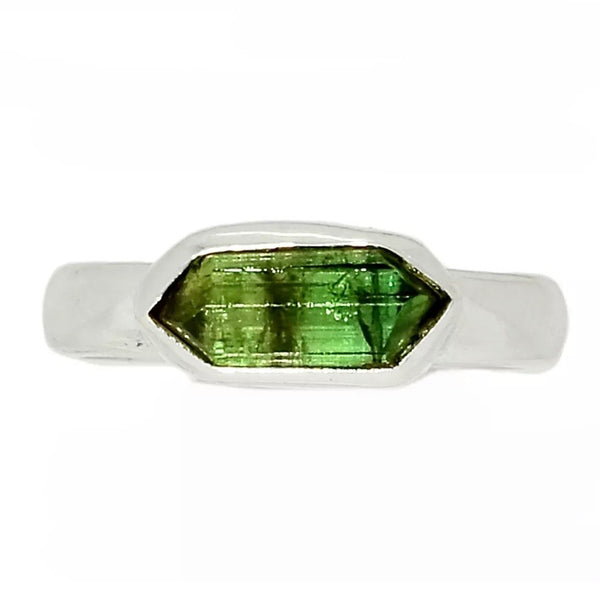 Green Tourmaline Linear Sterling Silver Ring - Keja Designs Jewelry