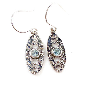 Blue Topaz Phases of the Moon Sterling Silver Earrings - Keja Designs Jewelry