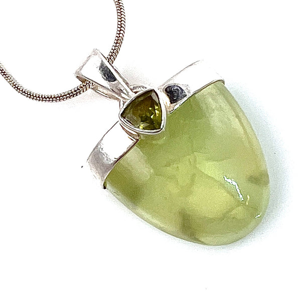 Prehnite & Peridot Sterling Silver Pendant - Keja Designs Jewelry